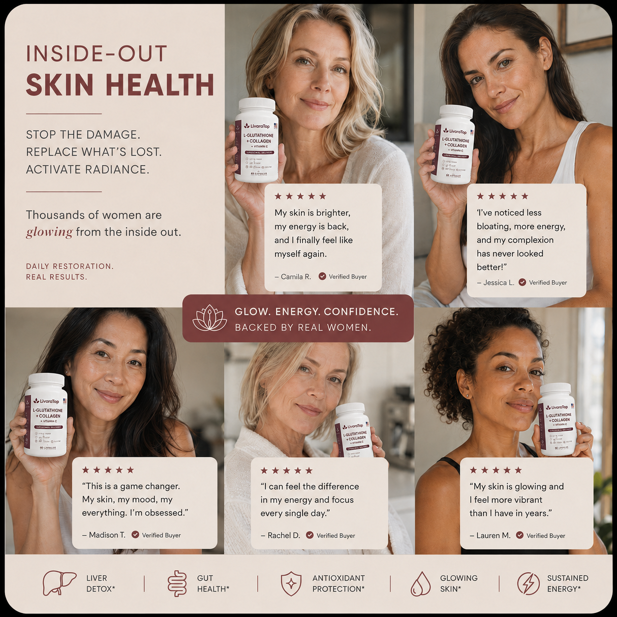 LivaraTop L-Glutathione + Collagen Capsules